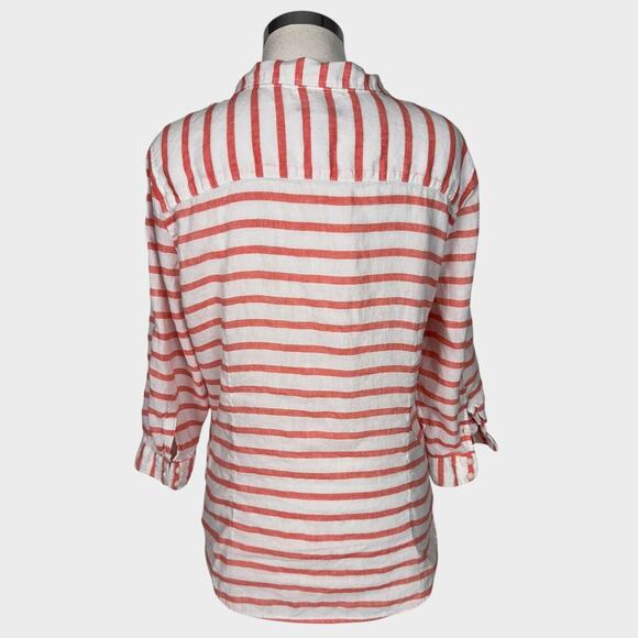 Gap Factory Large Striped 3/4 Sleeve Top Linen Cotton Blend - Picture 6 of 9